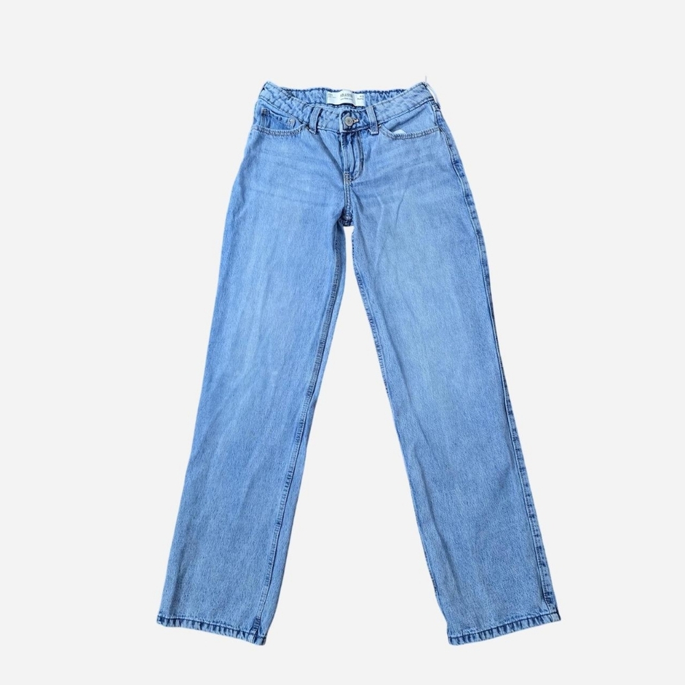 Hollister Classic Blue Straight Leg Jeans, bowtie On Back Pockets‎